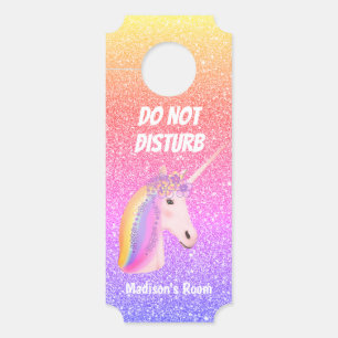 Affichette De Porte Cute Unicorn Ne Dérangez Pas Le Nom De La Parties