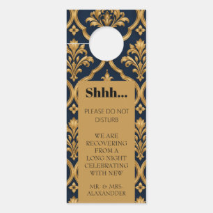Affichette De Porte Design de motif vintage élégant en or et damas mar