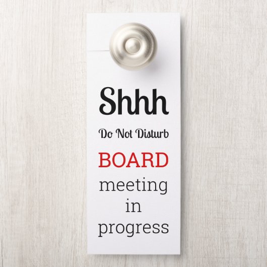 Affichette De Porte Do Not Disturb Board Meeting In Progress (Sur le bouton)