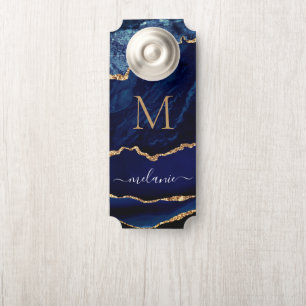 Affichette de porte d'or bleu Nom et lettre person