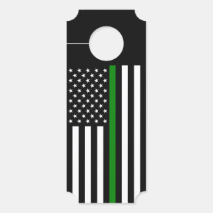 Affichette De Porte Drapeau de la fine ligne verte : vétérans militair