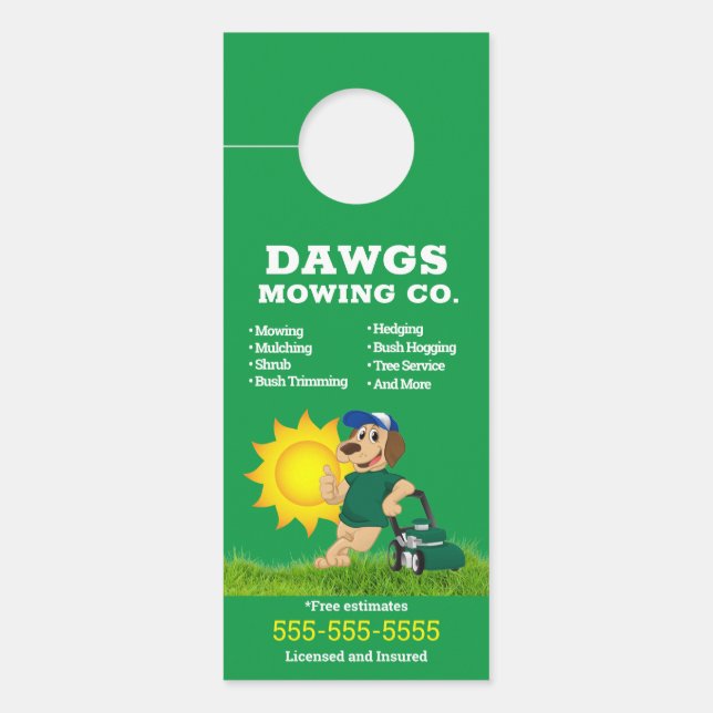Affichette de porte du service de pelouse verte (Devant)