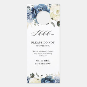 Affichette De Porte Dusty Blue Marine Champagne Mariage Ne Disturb Pas