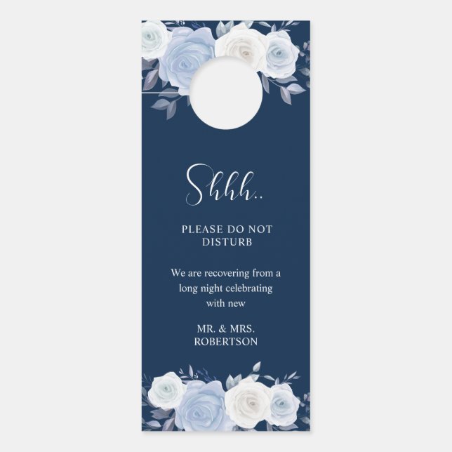 Affichette De Porte Elégant Dusty Blue Mariage ne dérange pas (Devant)