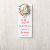 Affichette De Porte Élégant Mariage Tangerine Citrus | Double face (Sur le bouton)