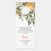 Affichette De Porte Élégant Mariage Tangerine Citrus | Double face (Dos)