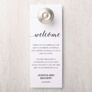 Affichette De Porte Élégant Merci noir blanc Mariage