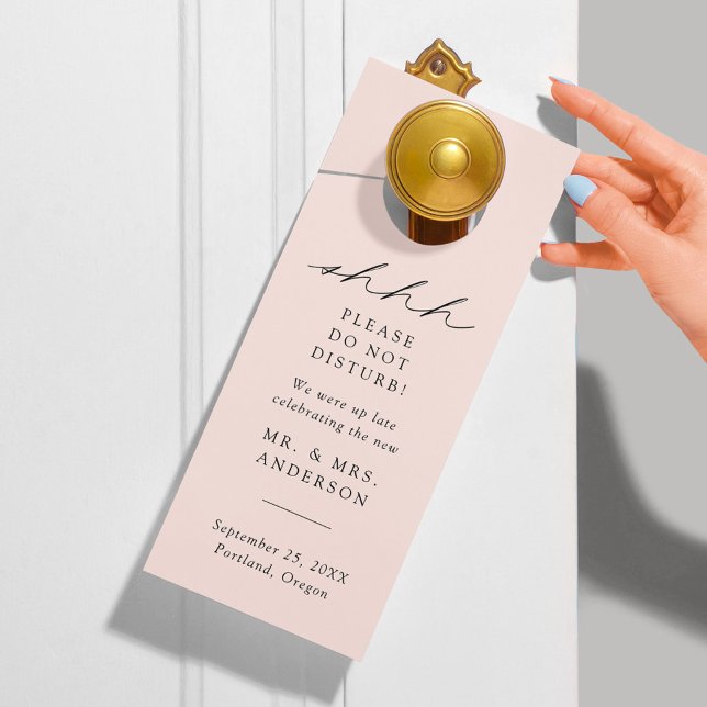 Affichette De Porte Élégant Moderne Script Blush Ne Disturbe Pas Maria (Créateur téléchargé)