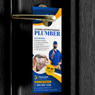 Affichette De Porte Entrepreneur en Plomberie Plombier Professionnel B
