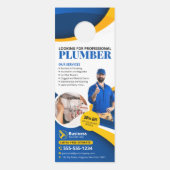 Affichette De Porte Entrepreneur en plomberie professionnel bleu (Dos)