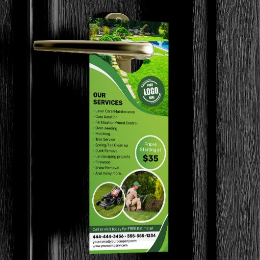 Affichette De Porte Entretien de la pelouse Aménagement du moulage du