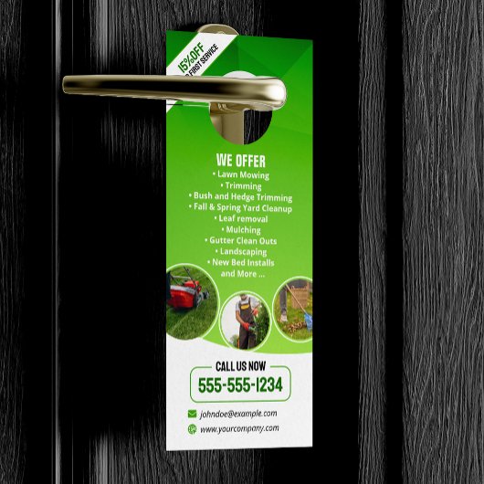 Affichette De Porte Entretien de la pelouse jardinage de l'herbe