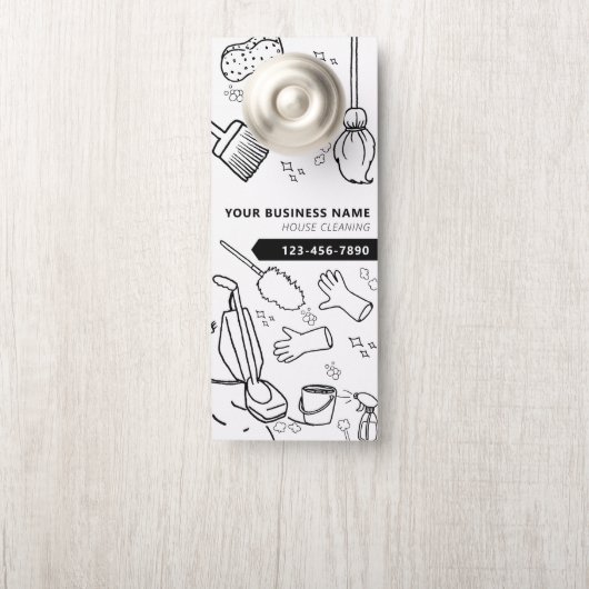 Affichette De Porte Entretien ménager de la maison moderne Janitorial (Sur le bouton)