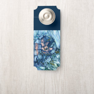 Affichette De Porte Fée de givre vue d'un hiver saphir
