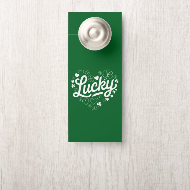 Affichette De Porte Fête de la Saint-Patrick Cœur Trèfle Chanceux Trèf (Sur le bouton)