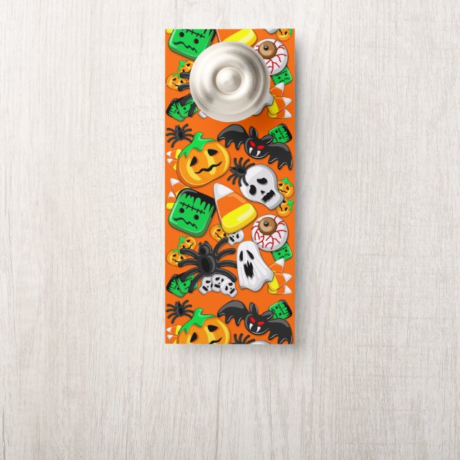 Affichette De Porte Fête des Candies Éffrayantes d'Halloween (Sur le bouton)