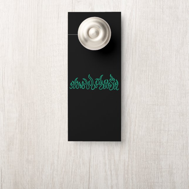 Affichette De Porte Flammes de feu sarcelle Brûlure Contour (Sur le bouton)