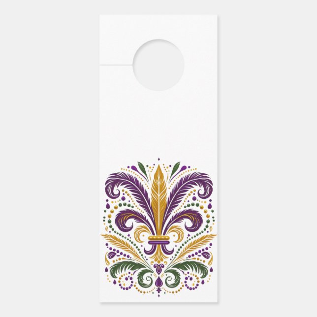 Affichette De Porte Fleur de lis jaune et vert violet (Devant)