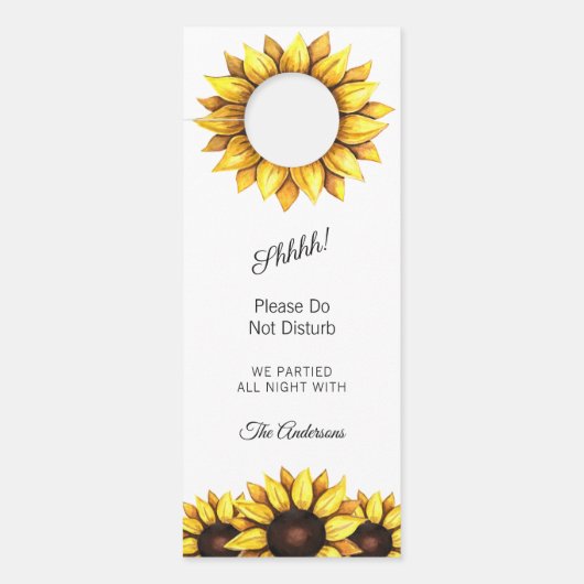 Affichette De Porte Fleur de tournesol Mariage Chute Jaune Blanc (Devant)