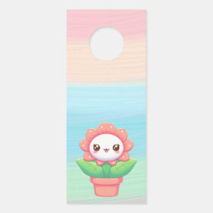 Affichette De Porte Fleur mignonne, capricieuse en pot