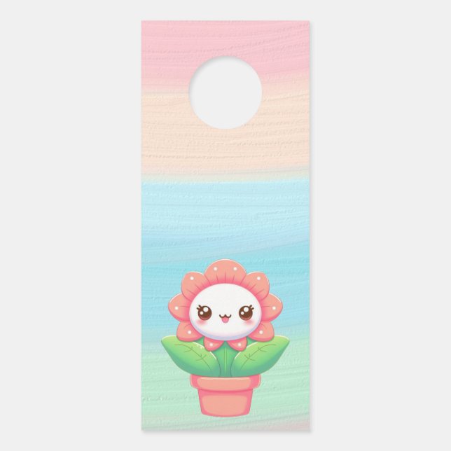 Affichette De Porte Fleur mignonne, capricieuse en pot (Devant)
