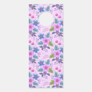 Affichette De Porte Fleurs roses bleues violettes florales Motif-36841