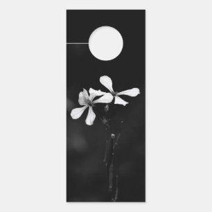 Affichette De Porte floral noir et blanc minimal