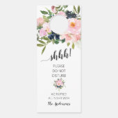 Affichette De Porte Floral rose et bleu (Devant)