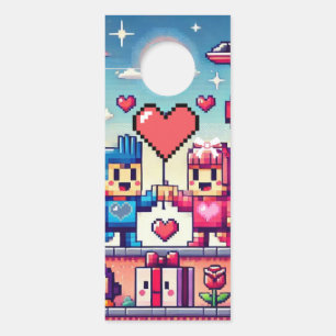 Affichette De Porte Gamer 8 bit Valentine's Day