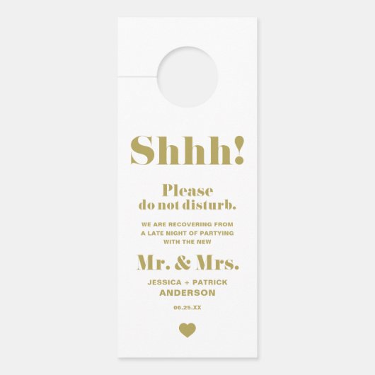 Affichette De Porte Gold Retro Bold Typographie Ne Disturb Pas Mariage (Devant)