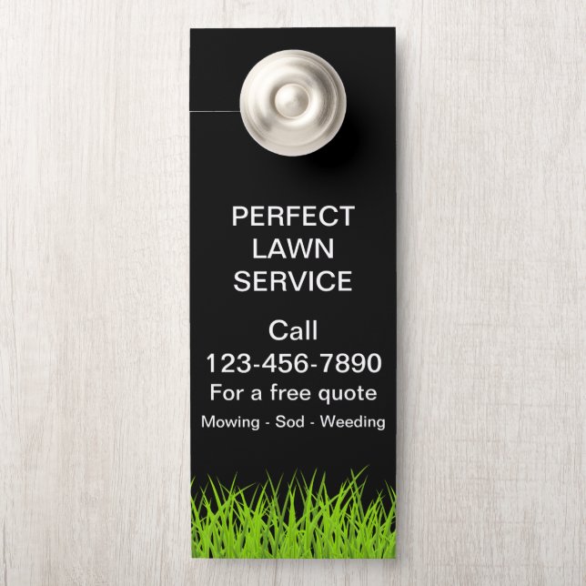 Affichette De Porte Grand service de pelouse promotionnel (Sur le bouton)