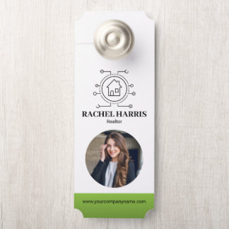 Affichette De Porte Green Modern Real Estate Agent Photo