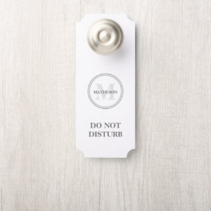 Affichette De Porte Gris blanc Hôtel Les clients ne dérangent pas Mono
