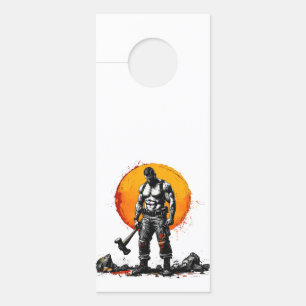 Affichette De Porte guerrier barbare médiéval imaginaire hummer force