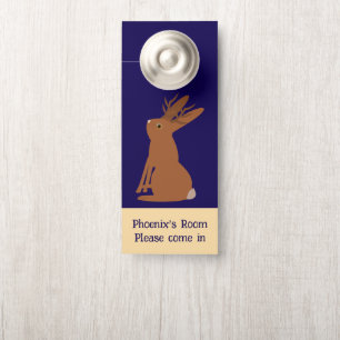Affichette De Porte Halloween Jackalope Trace ou traitement personnali