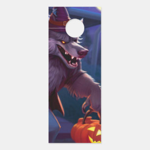 Affichette De Porte Halloween/loup-garou/automne