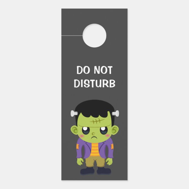 Affichette De Porte Halloween monstre Frankenstein Green (Devant)