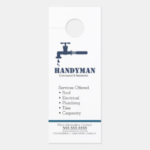 Affichette de porte Handyman Plumbing Services