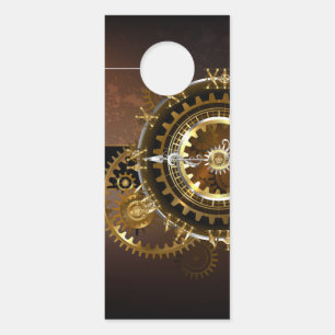 Affichette De Porte Horloge Steampunk avec des engrenages anciens