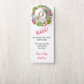 Affichette De Porte Hôtes Mariages de couleur hibiscus hawaïens tropic (Sur le bouton)