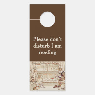 Affichette De Porte Illustration cosy d'enfants lisant de style vintag