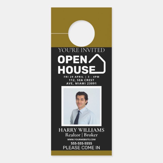 Affichette de porte immobilier de luxe | Open Hous (Devant)