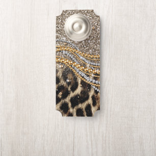 Affichette De Porte Impression de faux animal léopard tendance Belle