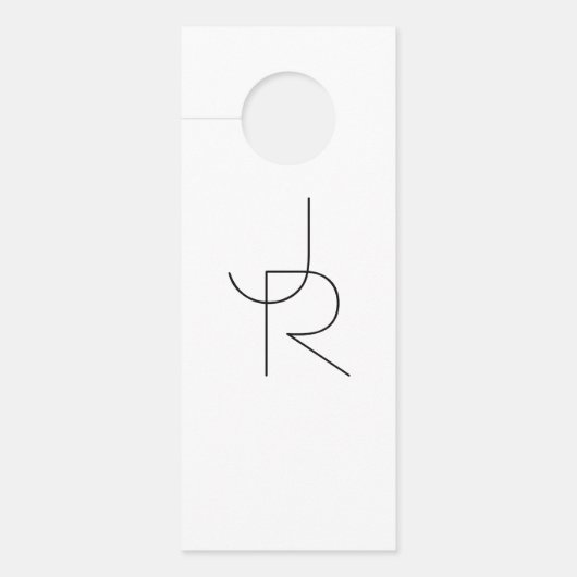 Affichette De Porte Initiales superposées | Noir sur blanc (Devant)