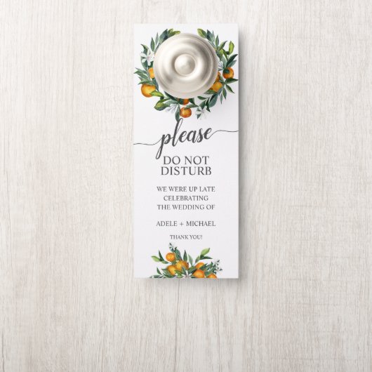 Affichette De Porte Invité Mariage Tangerine Vibrant Ne Disturbe Pas (Sur le bouton)