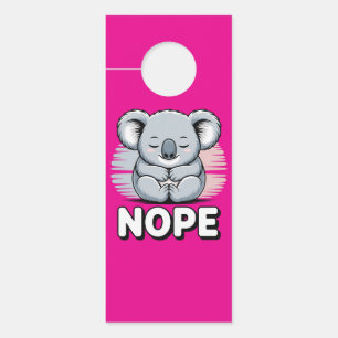 Affichette De Porte Joli koala endormi “Non” Dessin animé drôle