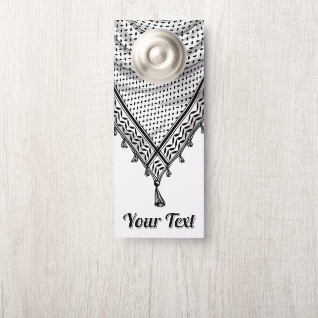 Affichette De Porte Keffiyeh Écharpe palestinienne tissu traditionnel (Sur le bouton)
