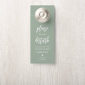 Affichette De Porte La calligraphie ne dérange pas Sage Green Mariage (Sur le bouton)