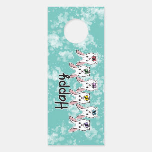 Affichette De Porte Lapins de Pâques en forme d'oeuf