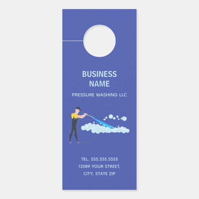 Affichette De Porte Lavage de pression QR personnalisé (Devant)